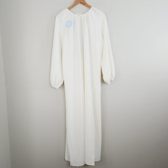 NEW Hill House The Simone Long Blouson Sleeve Maxi Dress Coconut Milk Crepe - Picture 1 of 16